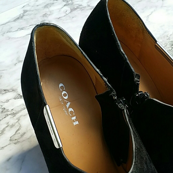 Coach Seneca Black Suede & Python Ankle Booties - Picture 6 of 7